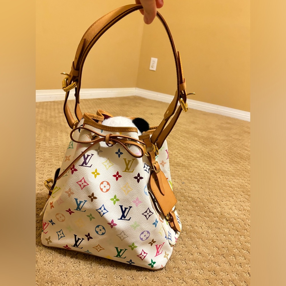 RARE LIKE NEW - Louis Vuitton Murakami Multicolor Petit Noe White handbag